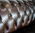 Closed up vintage brown leather couch detail for pattern and background Royalty Free Stock Photo