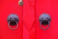 Closed Up of Vintage Chinese Lion Door Knocker Royalty Free Stock Photo