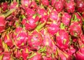 Closed up Vivid and Vibrant Dragon Fruit against for sale in a local food market