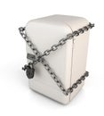 Closed vintage fridge with chain and lock - diet concept Royalty Free Stock Photo