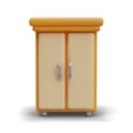 Closed wardrobe, front view. Furniture store template. Unmarked surface, mockup