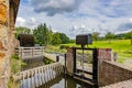 Closed water canal gate at old Eper or Wingbergermolen water mill, next Geul river Royalty Free Stock Photo