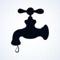 Sketch of water tap. Vector illustration