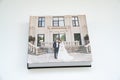 Closed wedding photobook with thick pages