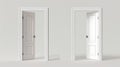 Closed welcome gate. Closed doorway with handle for living apartment sequence for animation. 3d open and close white