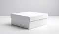 Closed white cardboard box on white surface with light gray background Royalty Free Stock Photo