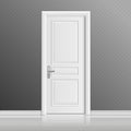 Closed white entrance door vector illustration