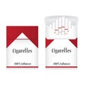 Closed white pack of cigarettes. Open pack of cigarettes. Two Cigarette packs icon. Cigarettes pack illustration Royalty Free Stock Photo