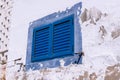 Closed Window With Blue Shutters Royalty Free Stock Photo