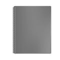 Closed wire bound notebook vector mock-up. Spiral notepad blank gray cover mockup. Hardcover diary template