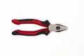 Closed wire cutting pliers, white background Royalty Free Stock Photo