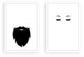 Closed woman eyes and man mustache and beard illustration, vector