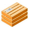 Closed wood crate icon, isometric style