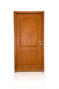 Closed wood door isolated