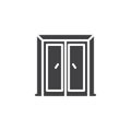 Closed wood door vector icon