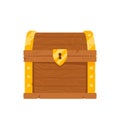 Closed Wooden Chest with Golden Fetter and Key Hole. Treasure Box With Gold Money, Wealth or Pirate Chests Loot Royalty Free Stock Photo