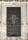 The Closed Wooden Door of An Ancient Jainism Temple