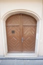 Closed wooden door of house, Zagreb, Croatia Royalty Free Stock Photo