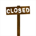 Closed wooden sign on white backgroun