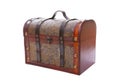 Closed wooden vintage chest isolated on white Royalty Free Stock Photo