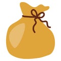 Closed yellow sack or big bag full of gifts, vector