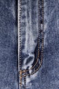 Closed zipper on blue jeans. Vertical Orientation Royalty Free Stock Photo