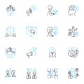 Closeness proximity linear icons set. Intimacy, Nearness, Proximity, Familiarity, Affinity, Togetherness, Companionship Royalty Free Stock Photo