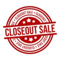 Closeout Sale Round red Stamp. Eps10 Vector Badge