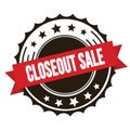 CLOSEOUT SALE text on red brown ribbon stamp Royalty Free Stock Photo