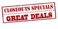 Closeouts specials great deals