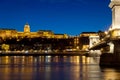 Closer look of Buda Castle and Chain Bridge, Budapest, Hungary Royalty Free Stock Photo