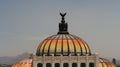 A closer look onto the elaborate roof of the Palacio de Bellas Artes Palace of Fine Arts, Mexico City Royalty Free Stock Photo