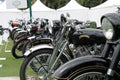 Closer up British classic motorcycle lineup Royalty Free Stock Photo