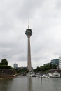 Closer view on the communication tower on the rhine riverbank in dÃÂ¼sseldorf germany