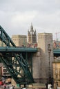 Closer view at the historical buildings at the river tyne under a cloudy sky in newcastle north east england united kingdom