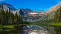 0000297_Closer view of lake Josephine along the Grinnell Glacier Trail, Glacier National Park, Montana with the Salamander Glacier Royalty Free Stock Photo