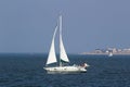 Closer view on sail boat on the northern sea island juist germany Royalty Free Stock Photo