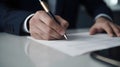 Closes up businessman hand signing document Royalty Free Stock Photo