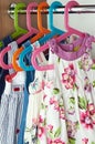 Closet with baby dresses Royalty Free Stock Photo