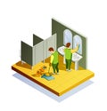 Closet Cleaning Isometric Composition