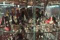 Closet full of various jewelry on display during expo fair in Novi Sad, Serbia