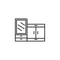 closet, furniture, home, mirror line illustration icon on white background