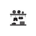 Closet shelves black vector concept icon. Closet shelves flat illustration, sign Royalty Free Stock Photo