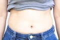 Closeup abdominal surface woman fat, healthy care and beauty concept