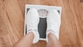 Closeup of Black Woman Standing On Scales. Slimming Concept Royalty Free Stock Photo