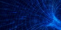 Closeup of abstract data flow in cyber wormhole. Quantum computing information vortex. Digital singularity.