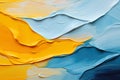 closeup abstract oil painting on canvas, blue and yellow acrylic texture background, rough brushstrokes of paint Royalty Free Stock Photo