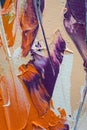 Closeup of abstract rough colorful art painting texture, with oil brushstroke, pallet knife paint on canvas Royalty Free Stock Photo