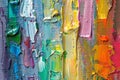 Closeup of Abstract Rough Colorful Multicolored Rainbow Colors Art Painting Texture with Oil Brushstroke Palette Knife Paint on Royalty Free Stock Photo