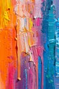 Closeup of Abstract Rough Colorful Multicolored Rainbow Colors Art Painting Texture with Oil Brushstroke Palette Knife Paint on Royalty Free Stock Photo